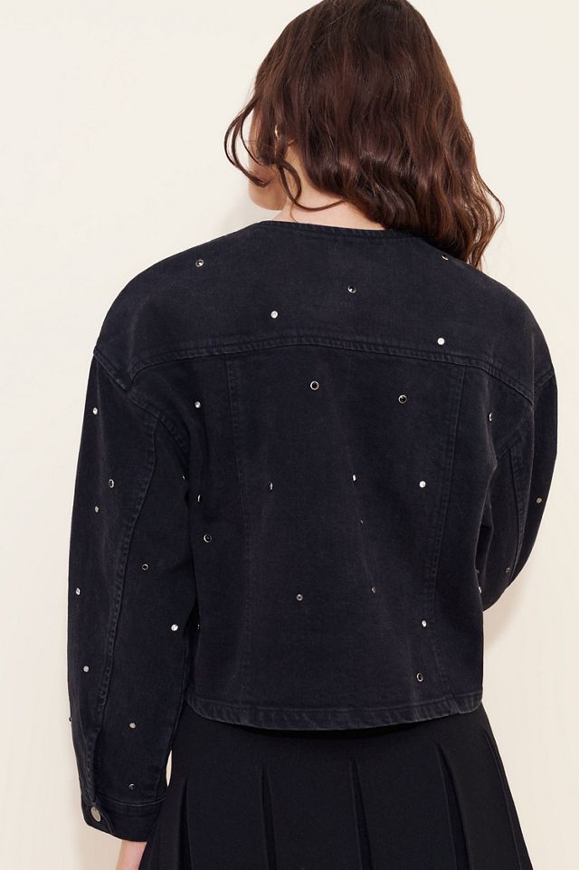 Habitual Collarless Crop Grommet Jacket #2