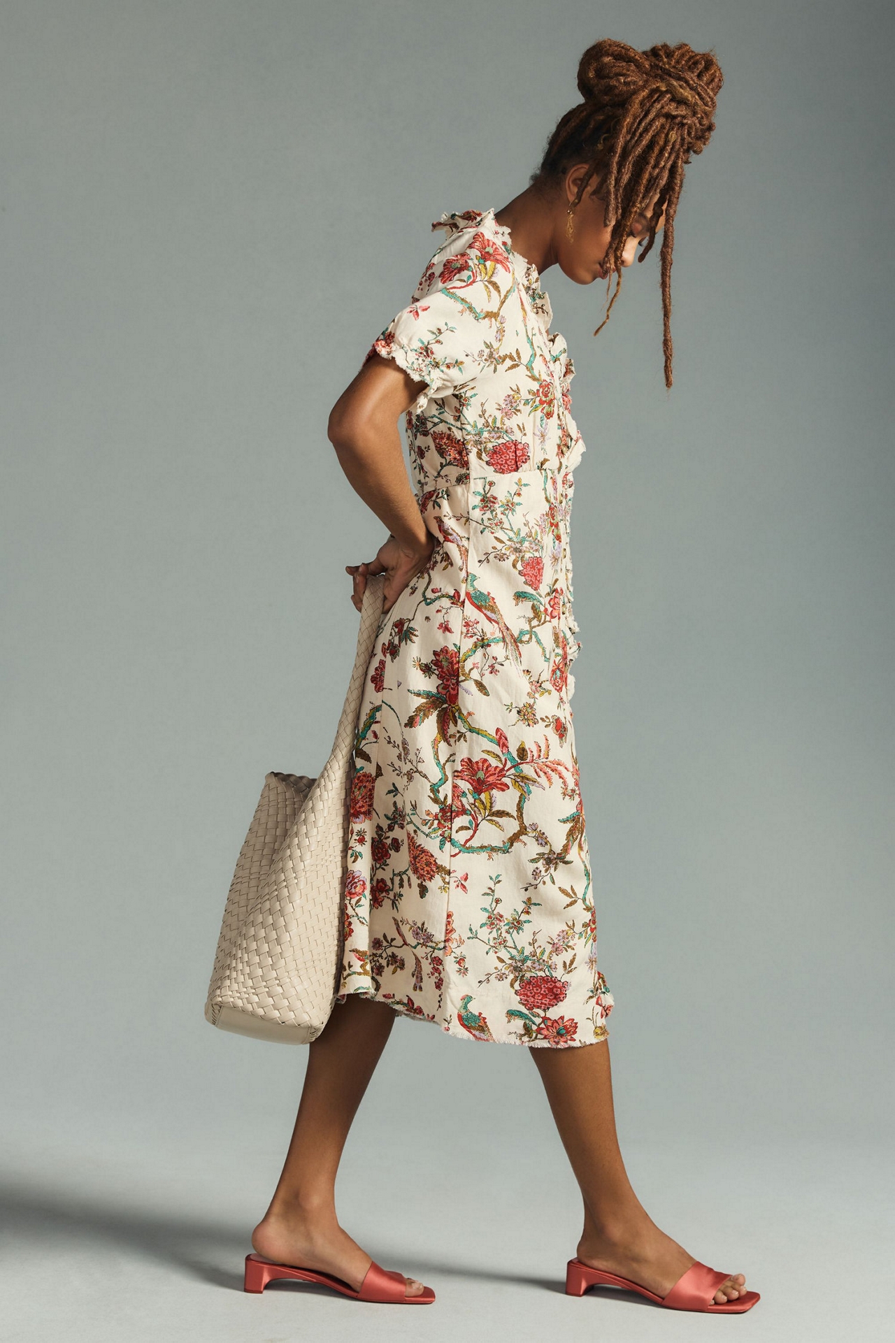 Pilcro Floral Ruffle Shirt Dress