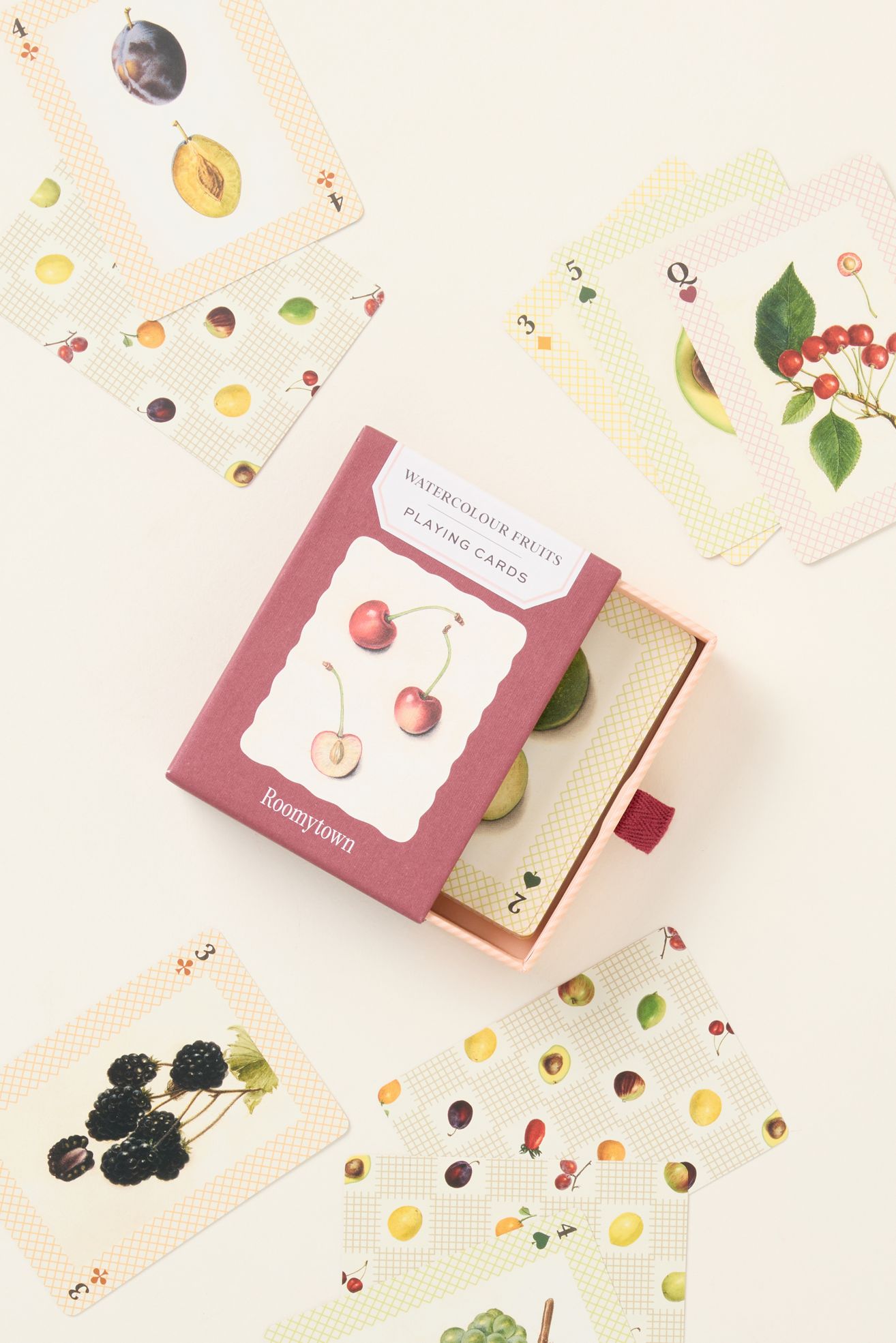 Roomytown Watercolor Playing Cards - Fruits, One Size
