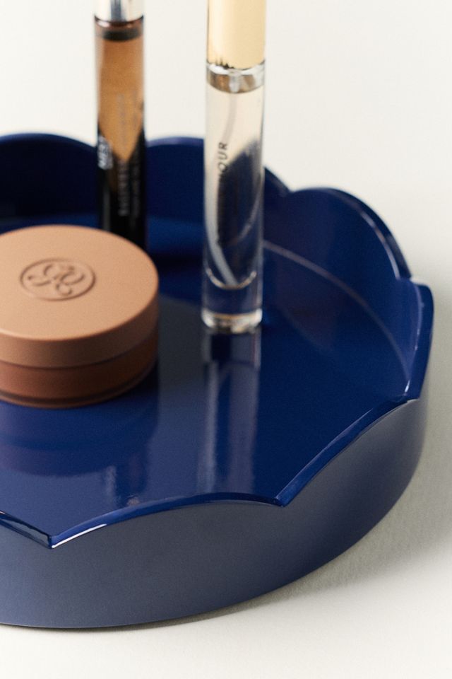 Addison Ross Blue Lacquered Round Scallop Tray #2