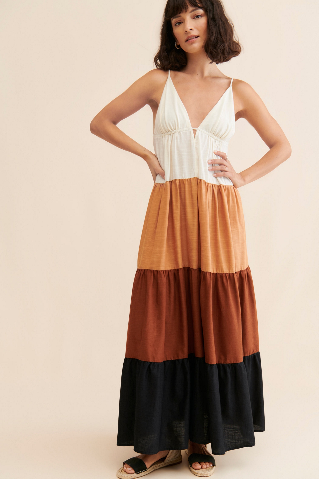Colorblock Cutout Maxi Dress