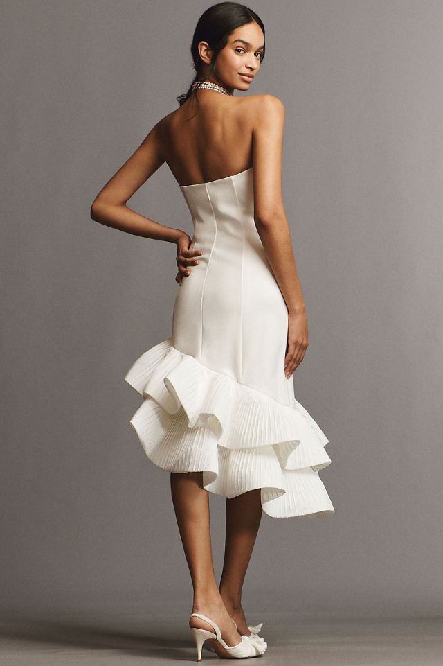 BHLDN Flamenco-Hem Asymmetrical Midi Dress #1