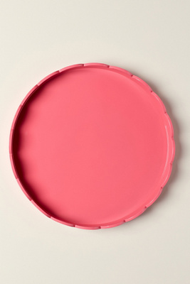 Addison Ross Watermelon Round Scallop Tray In Red