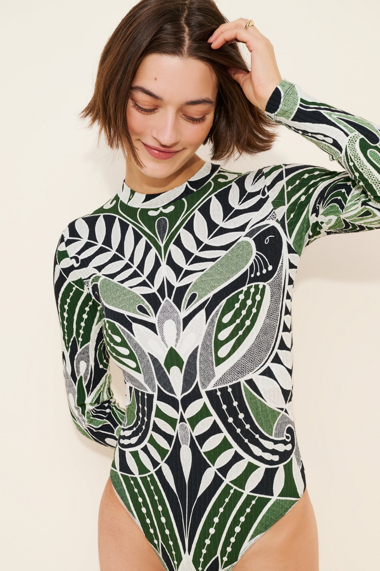 FARM Rio Puff Sleeve Printed Bodysuit
