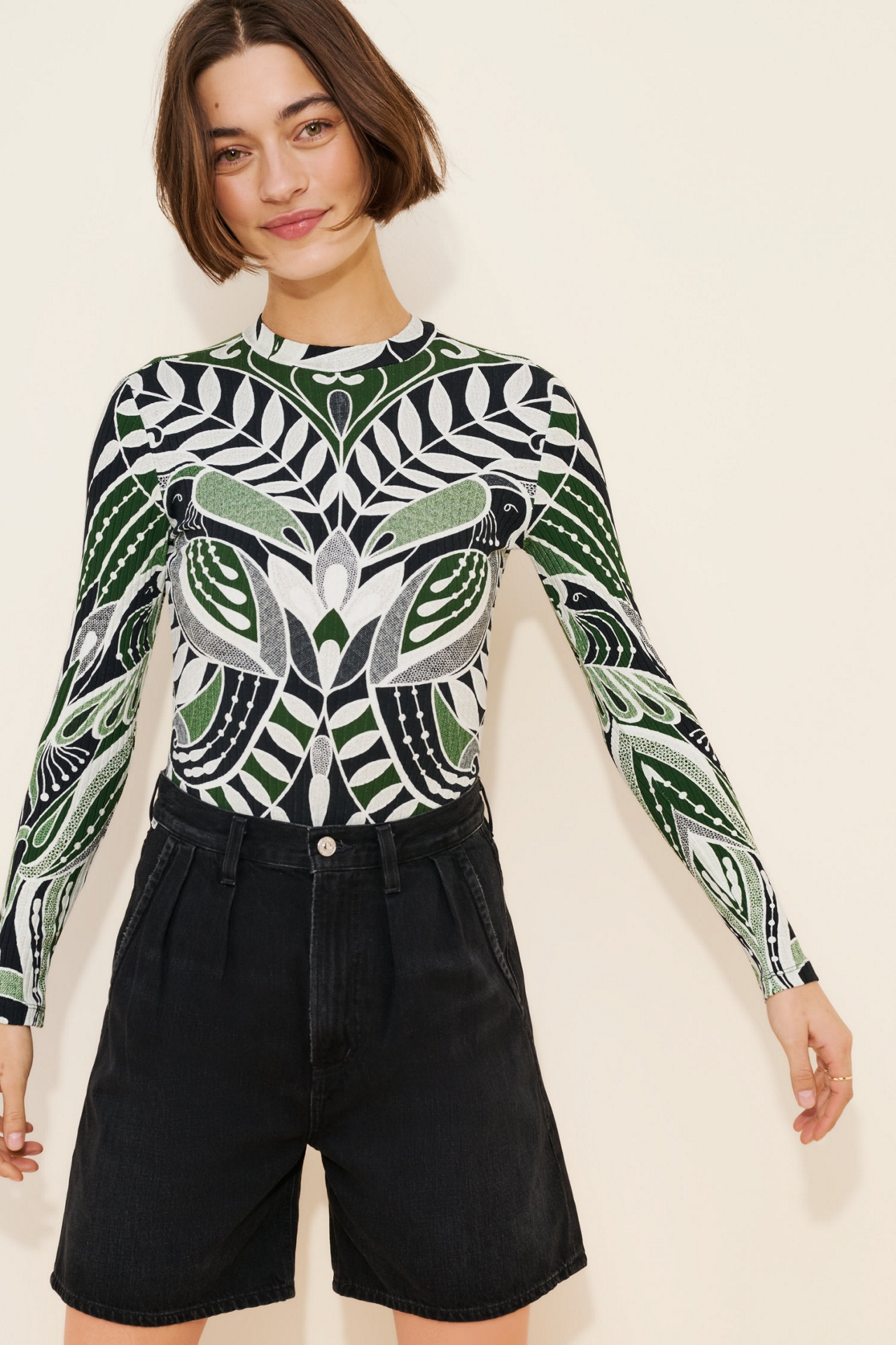 FARM Rio Puff Sleeve Printed Bodysuit