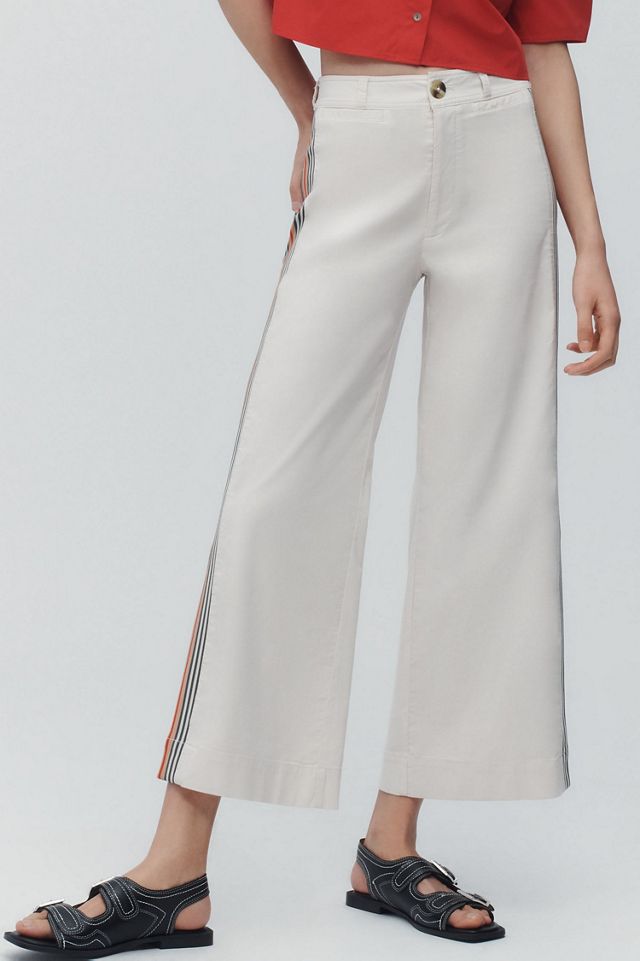 Anthropologie ★ Maeve The Ettie High-Rise Crop Pants Maeve The Ettie High-Rise Crop Wide-Leg Jeans: Bold Stripe