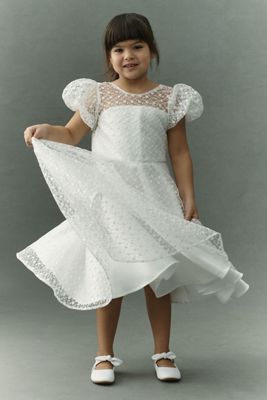 Gió Bespoke Lenny Puff-Sleeve Embroidered Flower Girl Dress