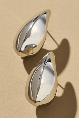By Anthropologie Curved Teardrop Earrings In Silver