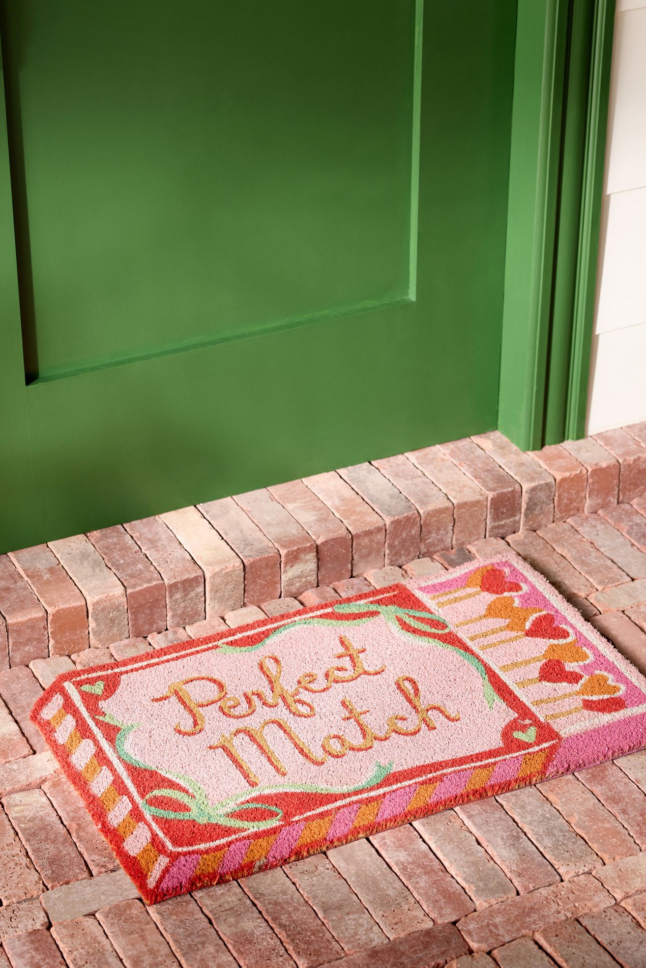 Perfect Match Valentine's Coir Printed Doormat - Pink, Standard, 18" x 30"