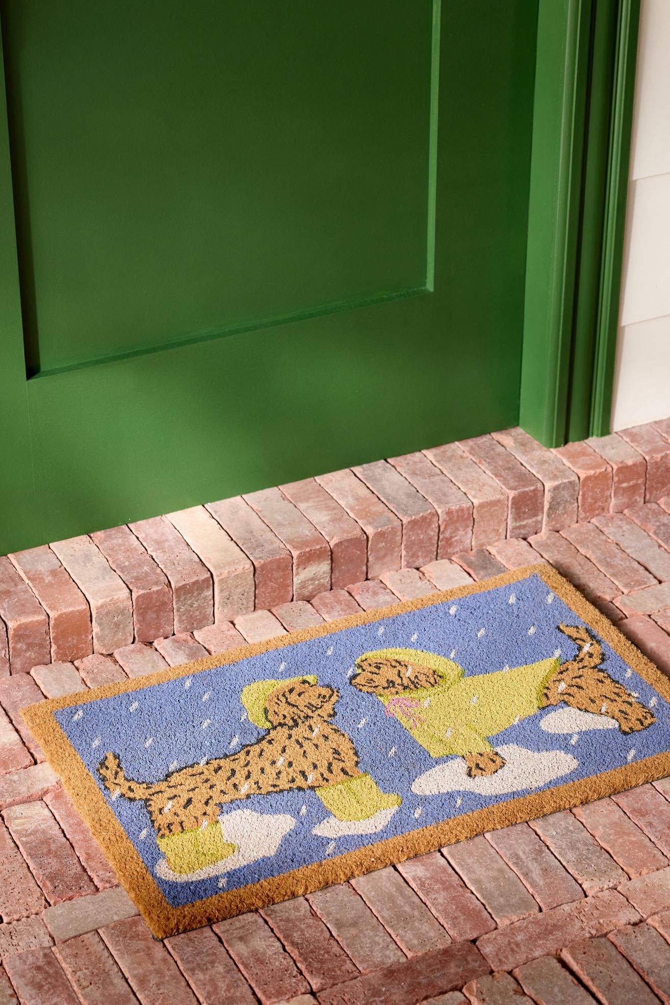 Rain Doodle Coir Printed Doormat - Blue, 18" x 30"