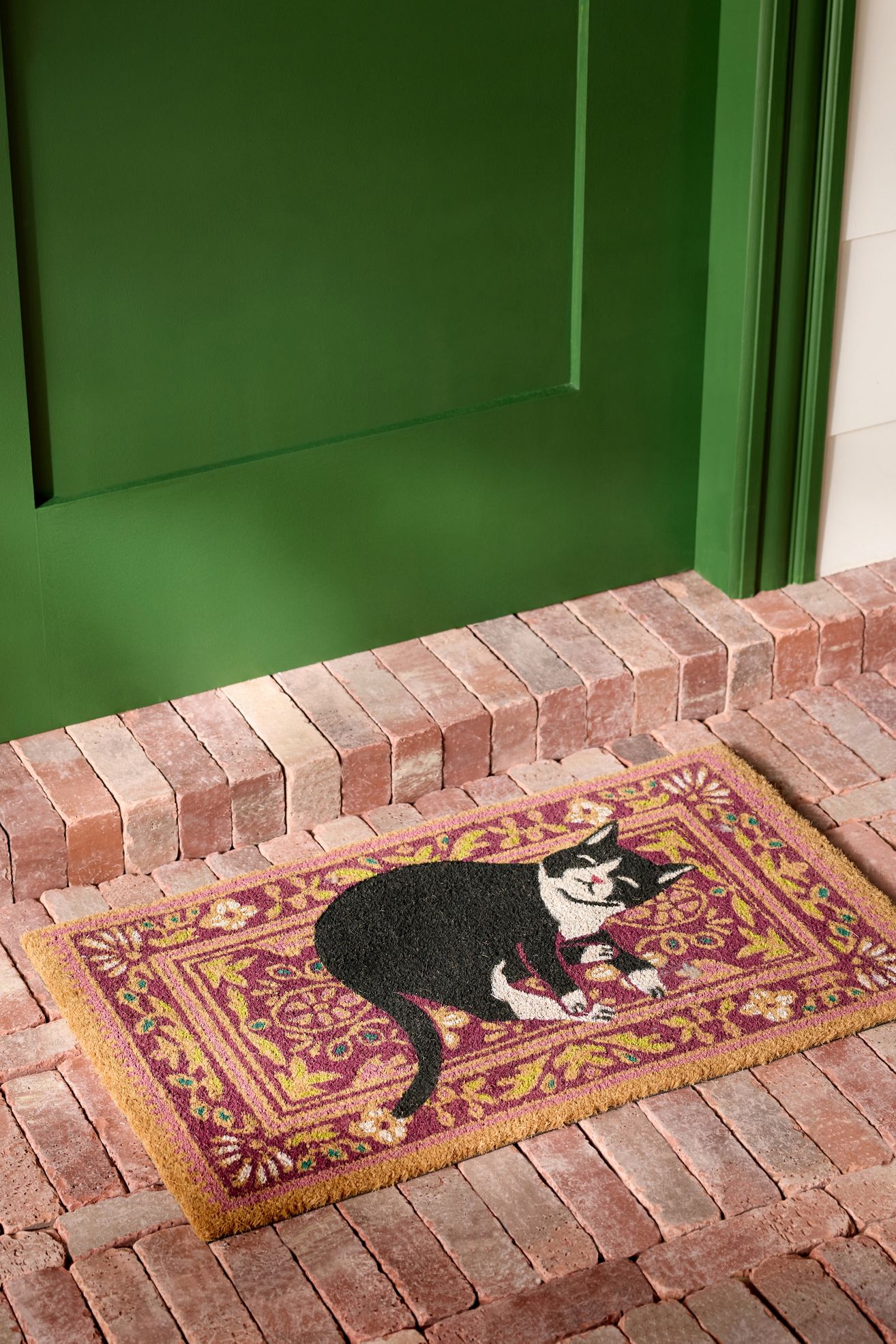 Dottie Cat Coir Printed Doormat - Multi, 18" x 30"