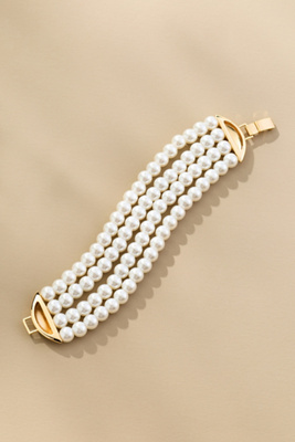 By Anthropologie Layered Pearl Bracelet In Sand
