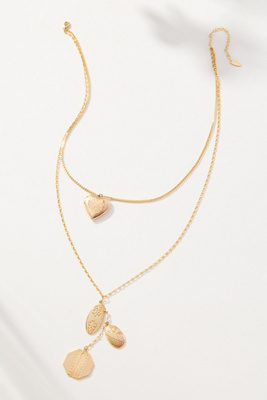 By Anthropologie Layered Heart Charm Necklace In Gold