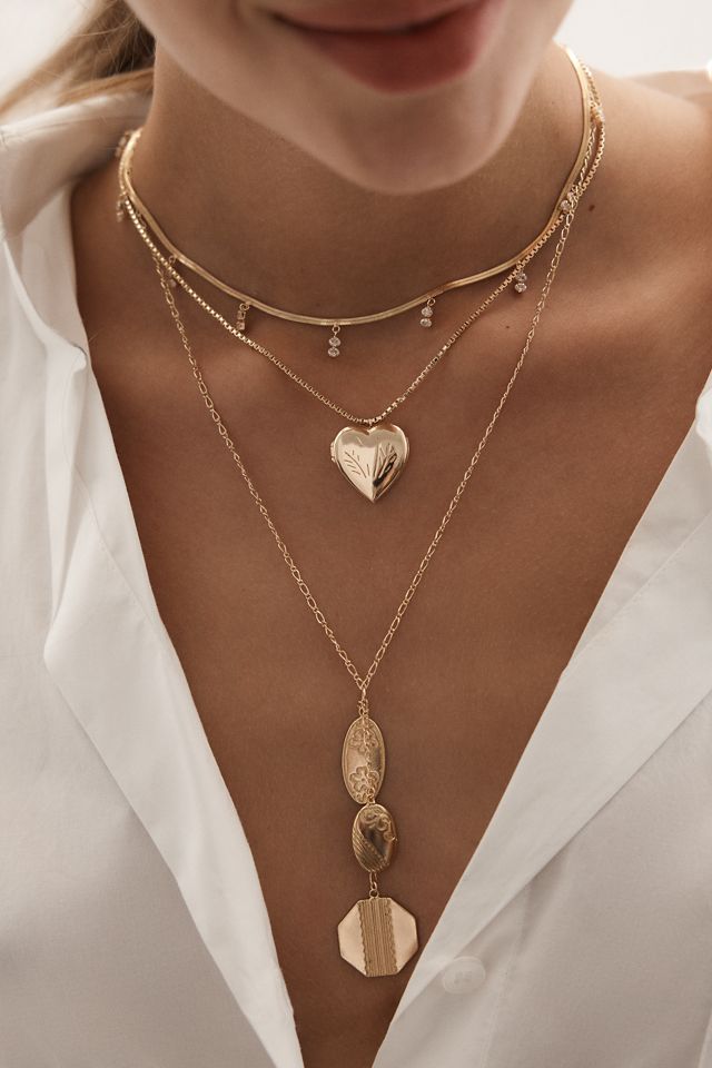 Layered Heart Charm Necklace #1