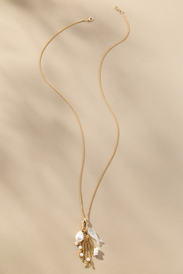 By Anthropologie Delicate Pearl Pendant Necklace In Gold