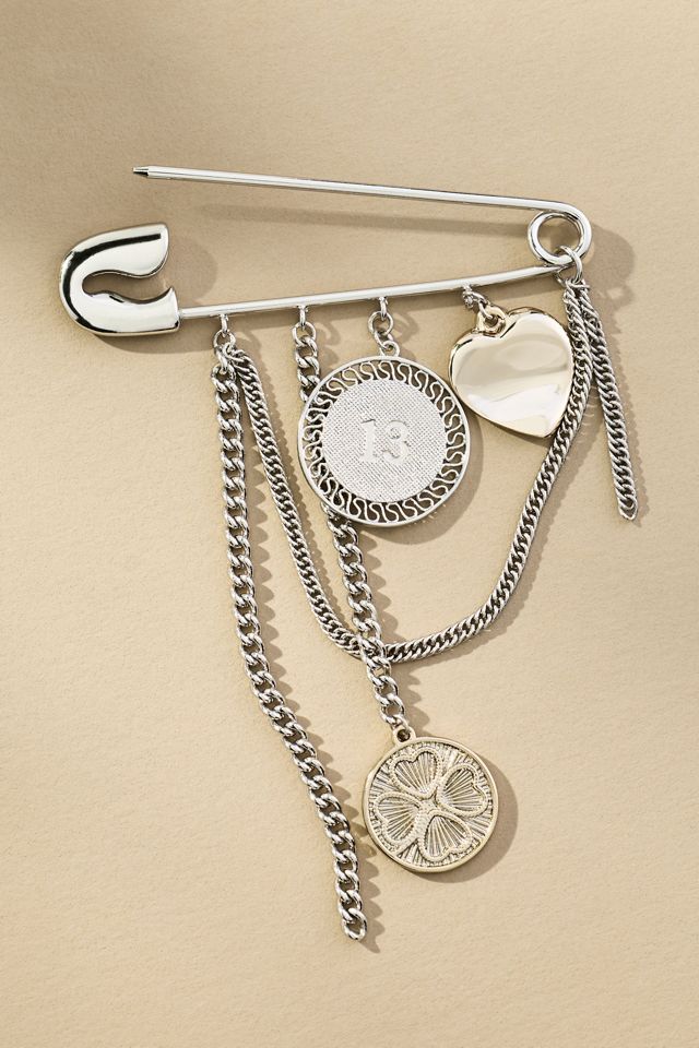 Safety Pin Charm Brooch #1