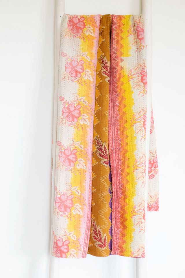Roan Iris One-of-a-kind Kantha Quilted Throw Blanket No. 07187 #1