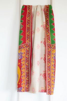 Roan Iris One-of-a-kind Kantha Quilted Throw Blanket No. 07187