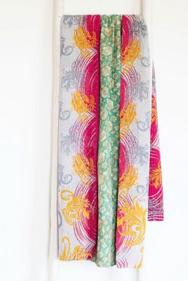 Roan Iris One-of-a-kind Kantha Quilted Throw Blanket No. 07209