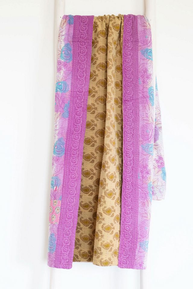 Roan Iris One-of-a-kind Kantha Quilted Throw Blanket No. 07210 #1