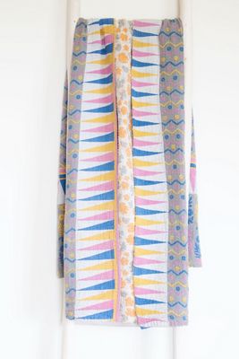 Roan Iris One-of-a-kind Kantha Quilted Throw Blanket No. 07213