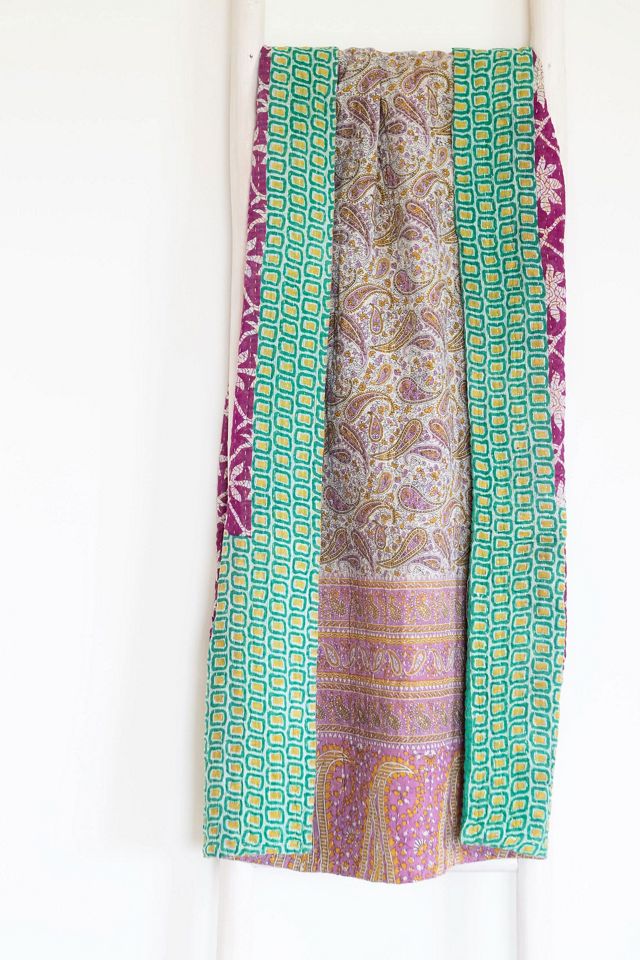Roan Iris One-of-a-kind Kantha Quilted Throw Blanket No. 07219 #1