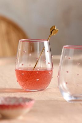 Heart Confetti Wine Glasses, Set of 2