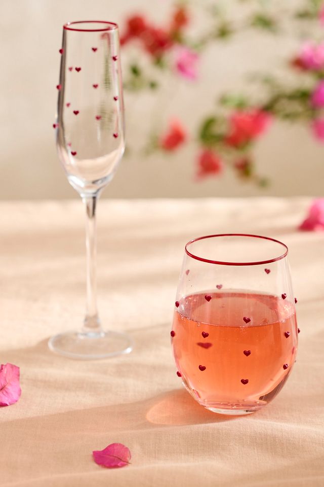 Heart Confetti Stemless Wine Glasses, Set of 2 #2