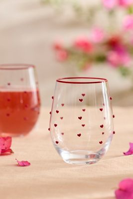 Heart Confetti Stemless Wine Glasses, Set of 2