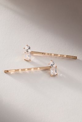By Anthropologie Weddings Double Crystal Hair Pins, Set of 2
