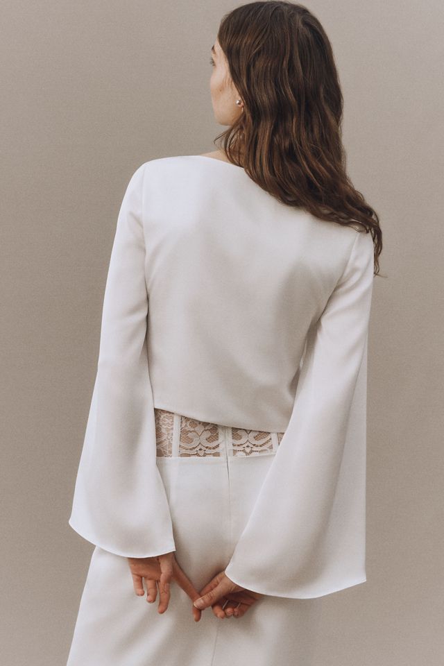 Mare Mare Long-Sleeve Satin Crop Top #1