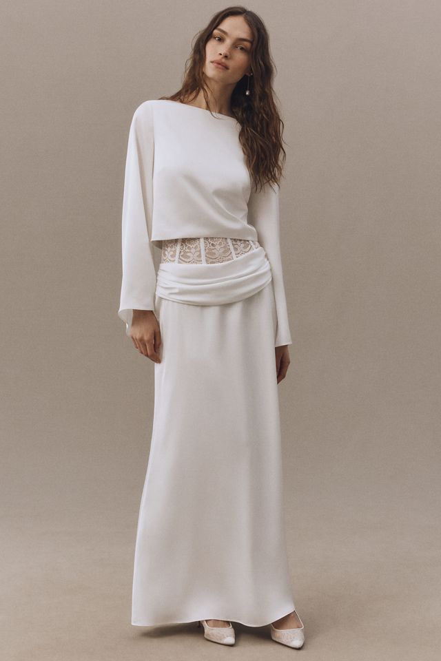 Mare Mare Long-Sleeve Satin Crop Top #2