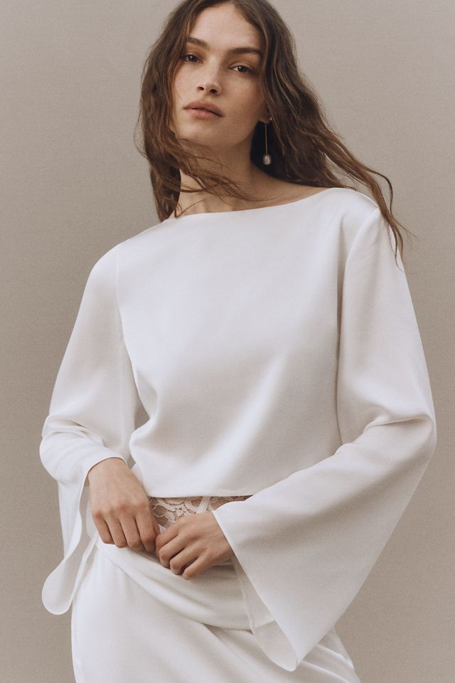 Mare Mare Long-Sleeve Satin Crop Top #3