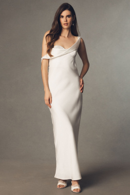 Mare Mare Asymmetrical Slim Satin Maxi Dress product page