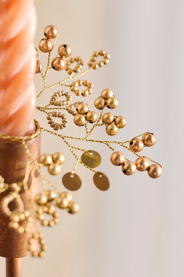 Gilded Botanical Beaded Candle Wreaths, Set of 2 #1