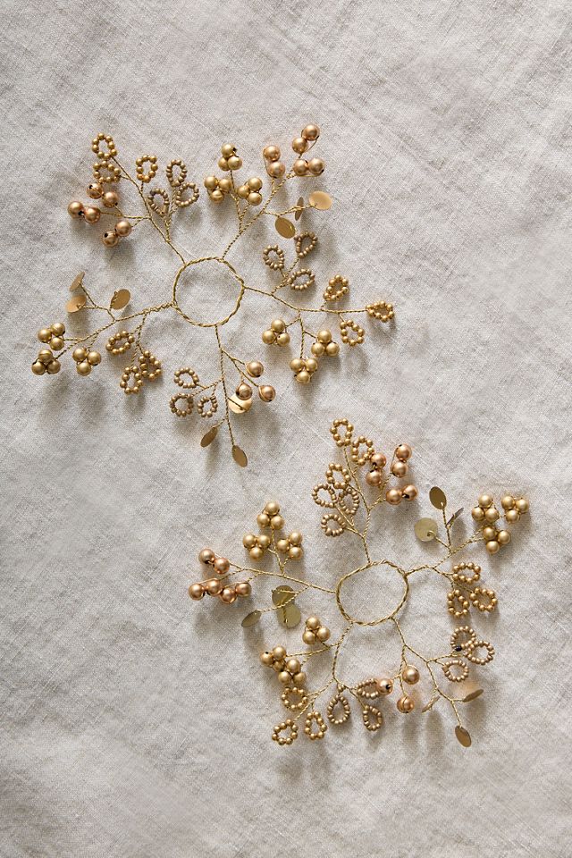 Gilded Botanical Beaded Candle Wreaths, Set of 2 #2