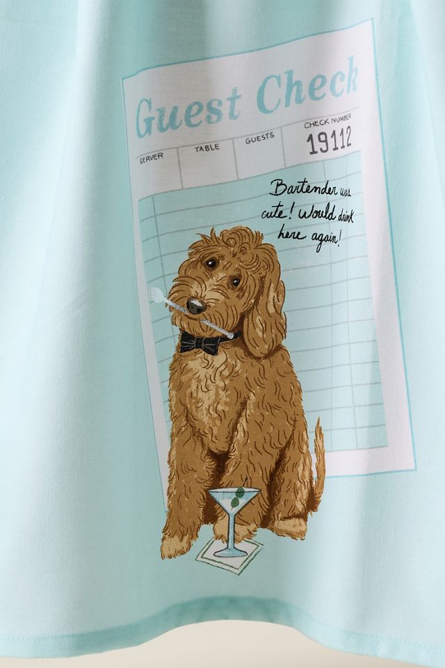 Cute Bartender Dog Dish Towel #1