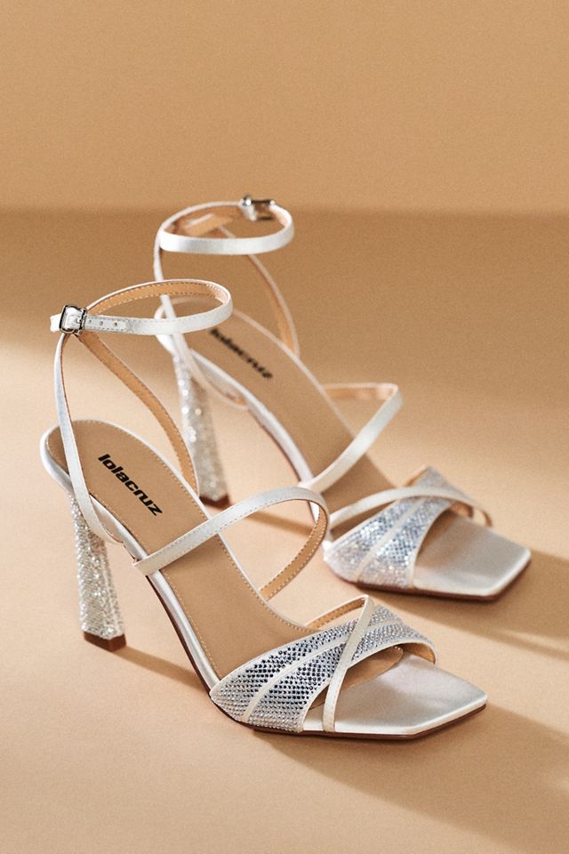 Lola Cruz Strappy Crystal Heeled Sandals #1
