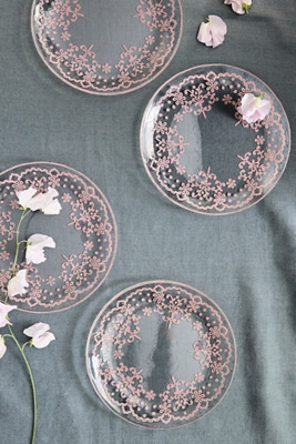 Floral Lace Glass Side Plates, Set of 4 | Anthropologie