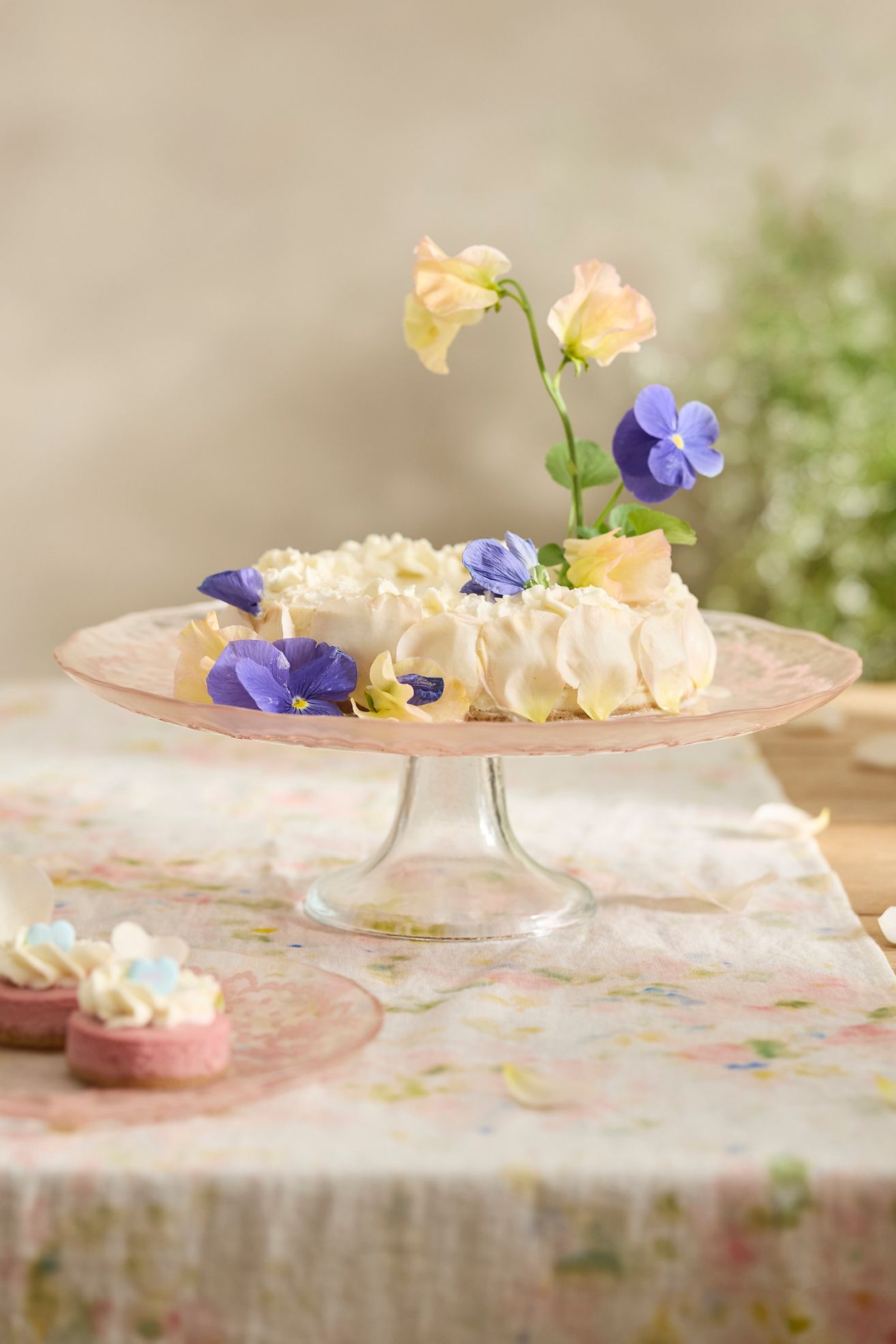 Floral Lace Glass Cake Stand - Multi, Standard, One Size