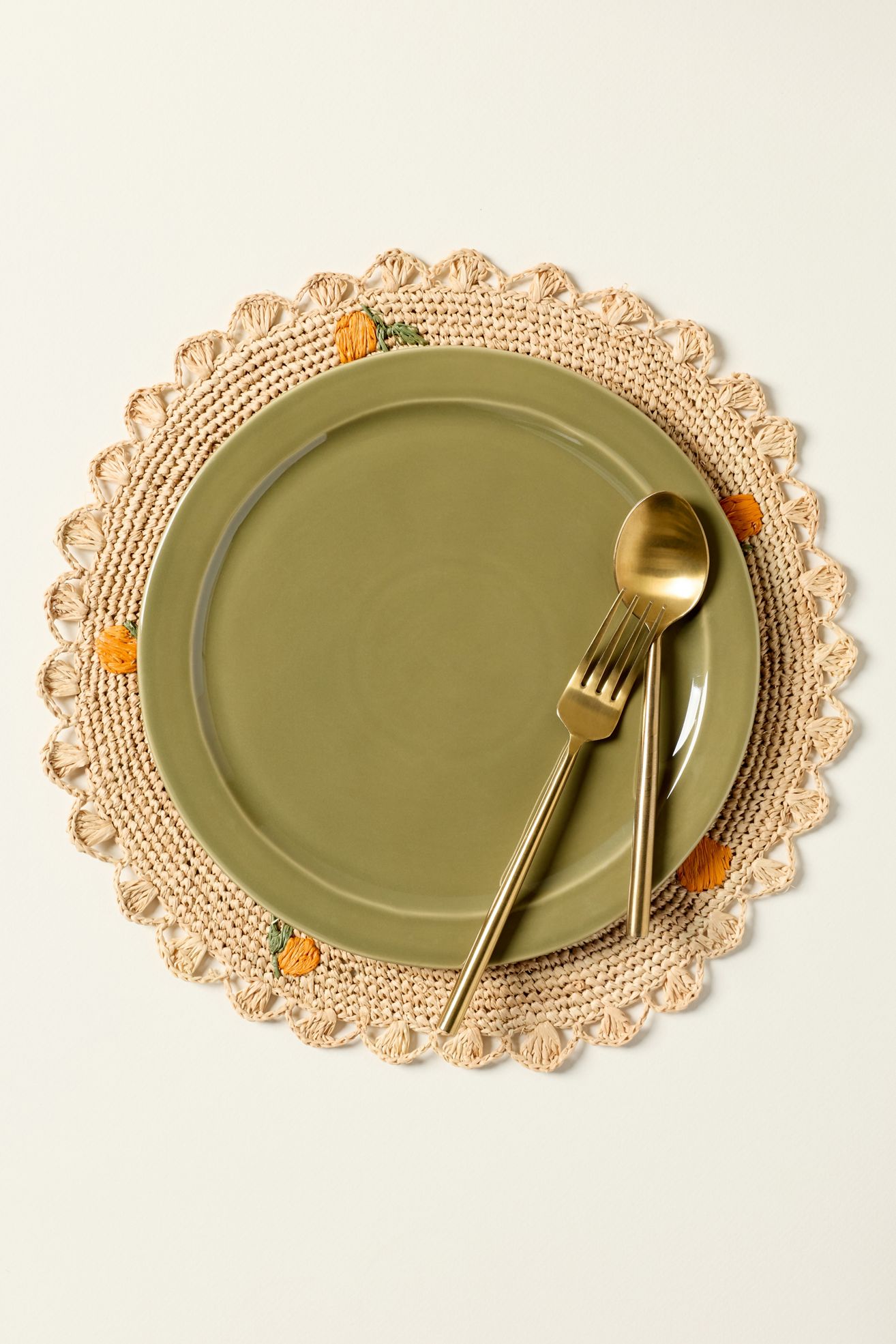 Oranges Raffia Placemat - Orange, Standard, One Size