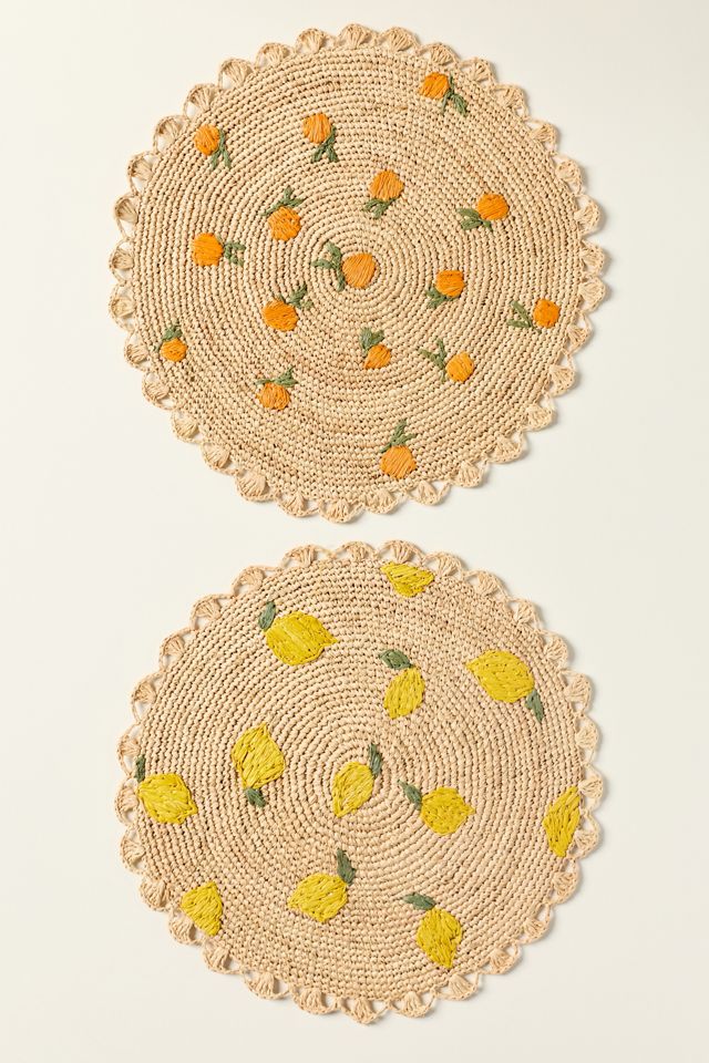 Lemons Raffia Placemat #1