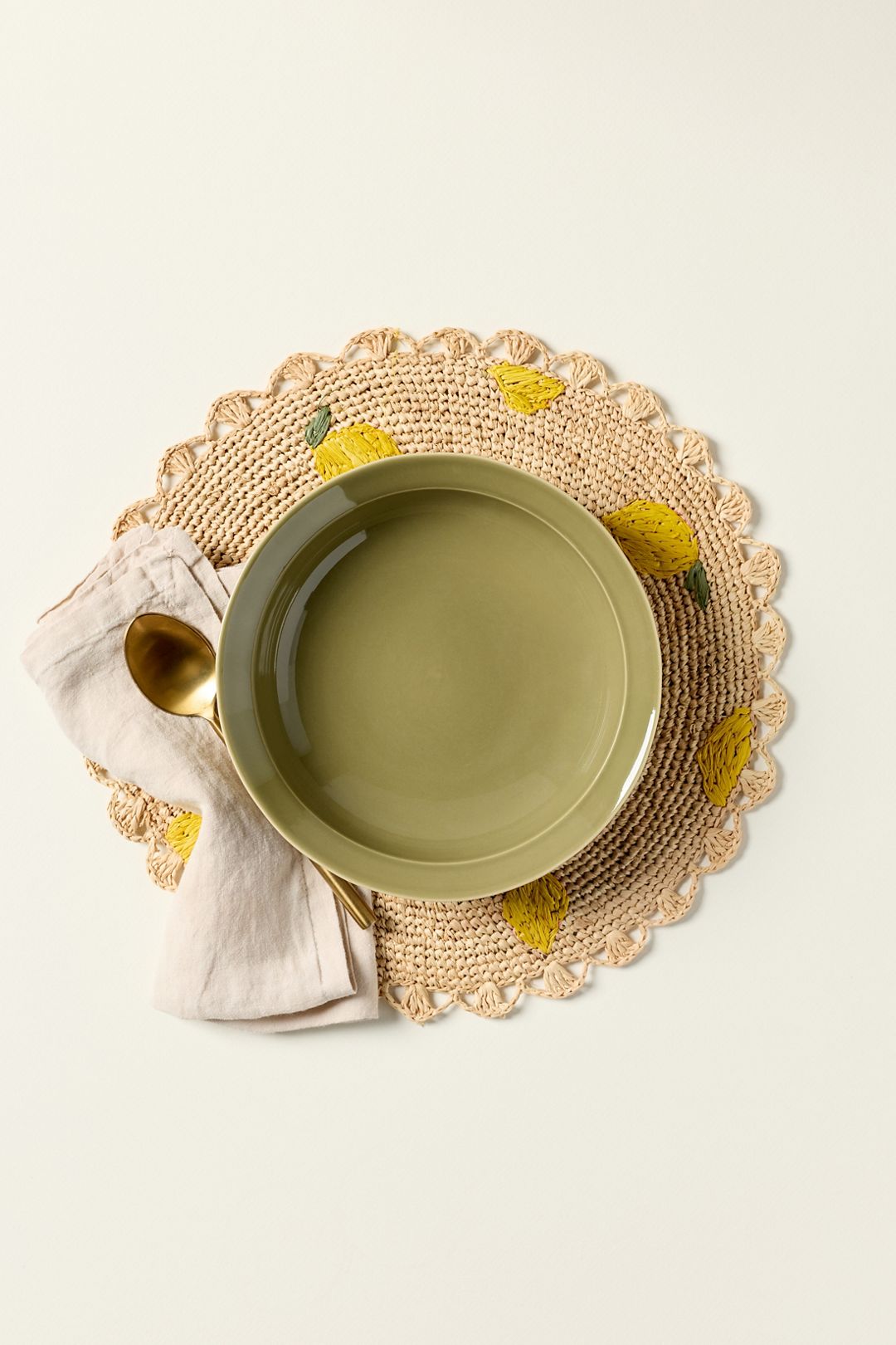 Lemons Raffia Placemat - Yellow, One Size