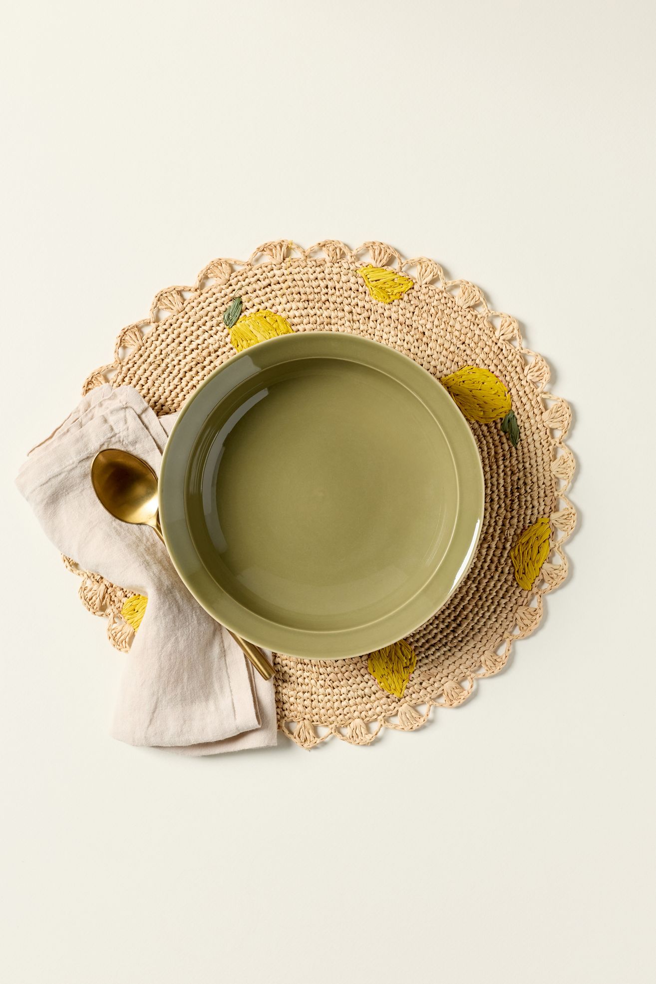 Lemons Raffia Placemat - Yellow, Standard, One Size