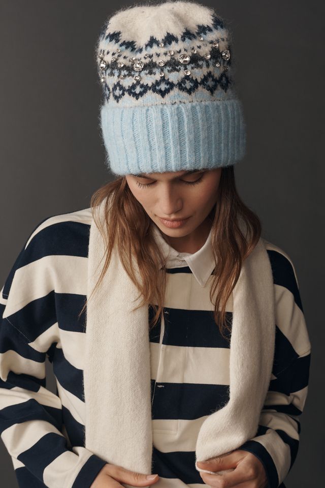 By Anthropologie Embellished Fairisle Beanie #1