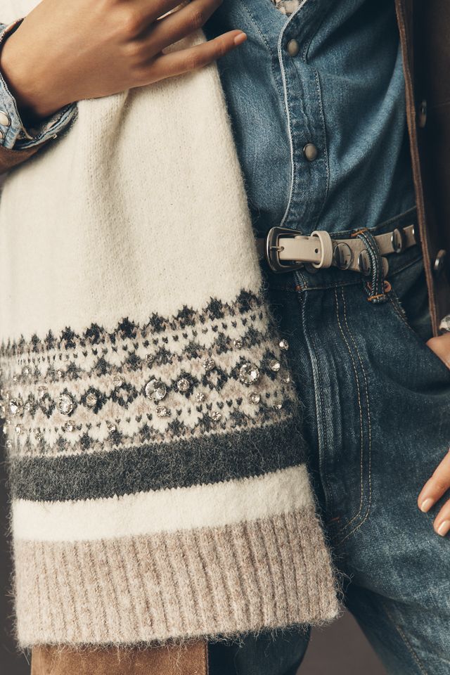 By Anthropologie Embellished Fairisle Scarf #1