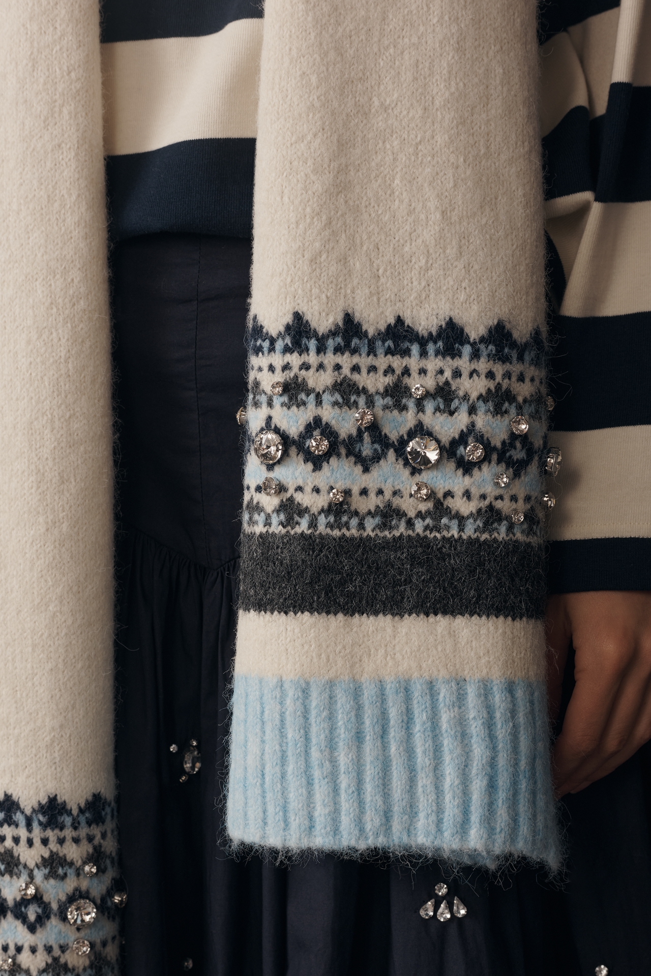 By Anthropologie Embellished Fairisle Scarf