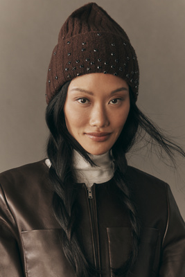 By Anthropologie Rhinestone Embellished Beanie In Brown