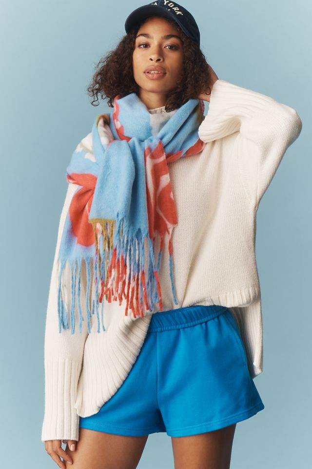 By Anthropologie Floral Brushed Fringe Scarf #2