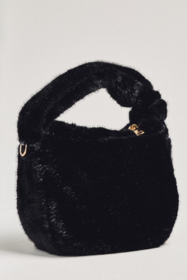 Urban Expressions Faux-fur Mini Knotted Bag In Black